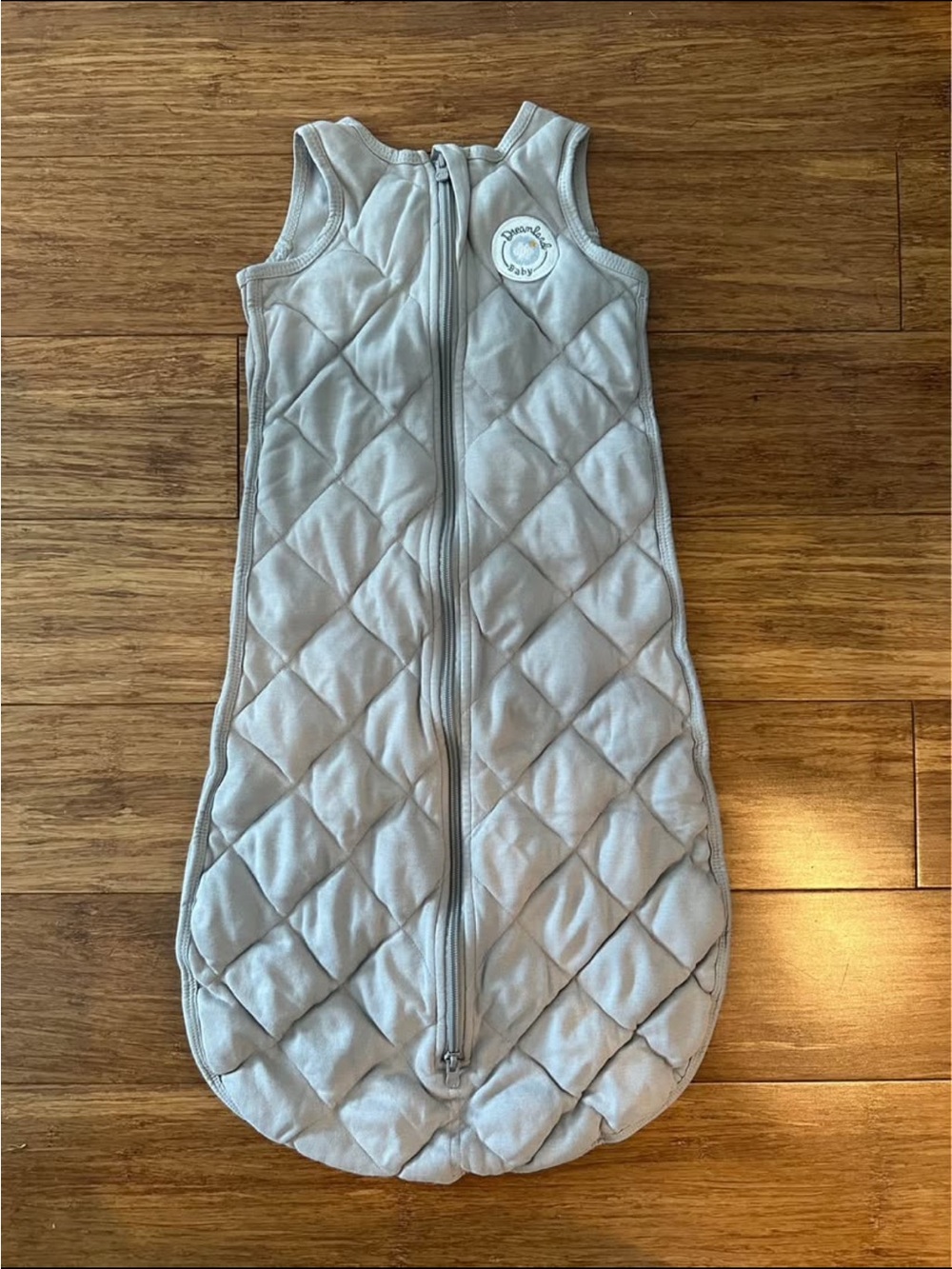 Sleeveless Quilted Light Gray Baby Sleep Sack with Front Zipper